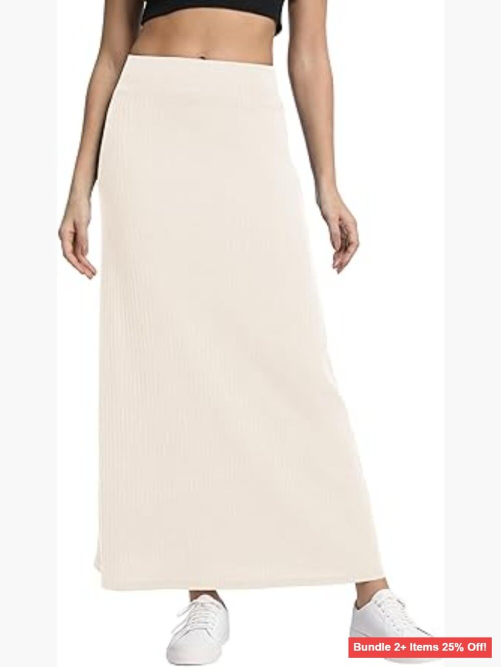 High Waist A-Line Maxi Skirt Ribbed Knit Long Skirt Comfortable